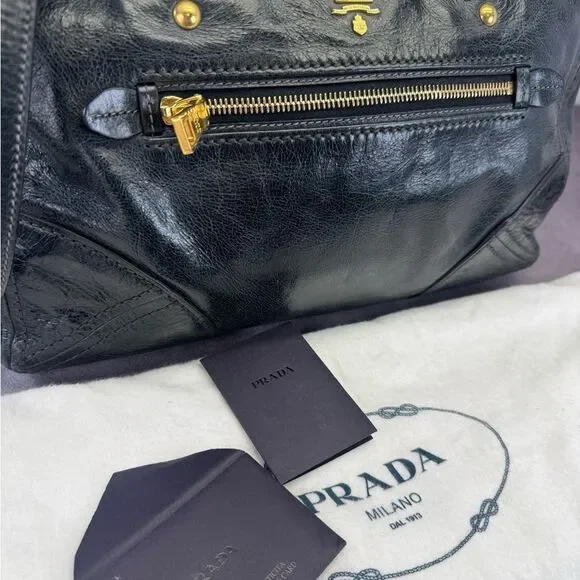 Prada Vitello Shine Leather East West Bauletto Bag - Picture 16 of 16
